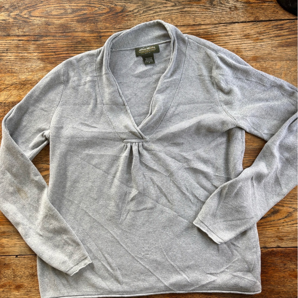 Eddie Bauer Heather Gray Knit Top